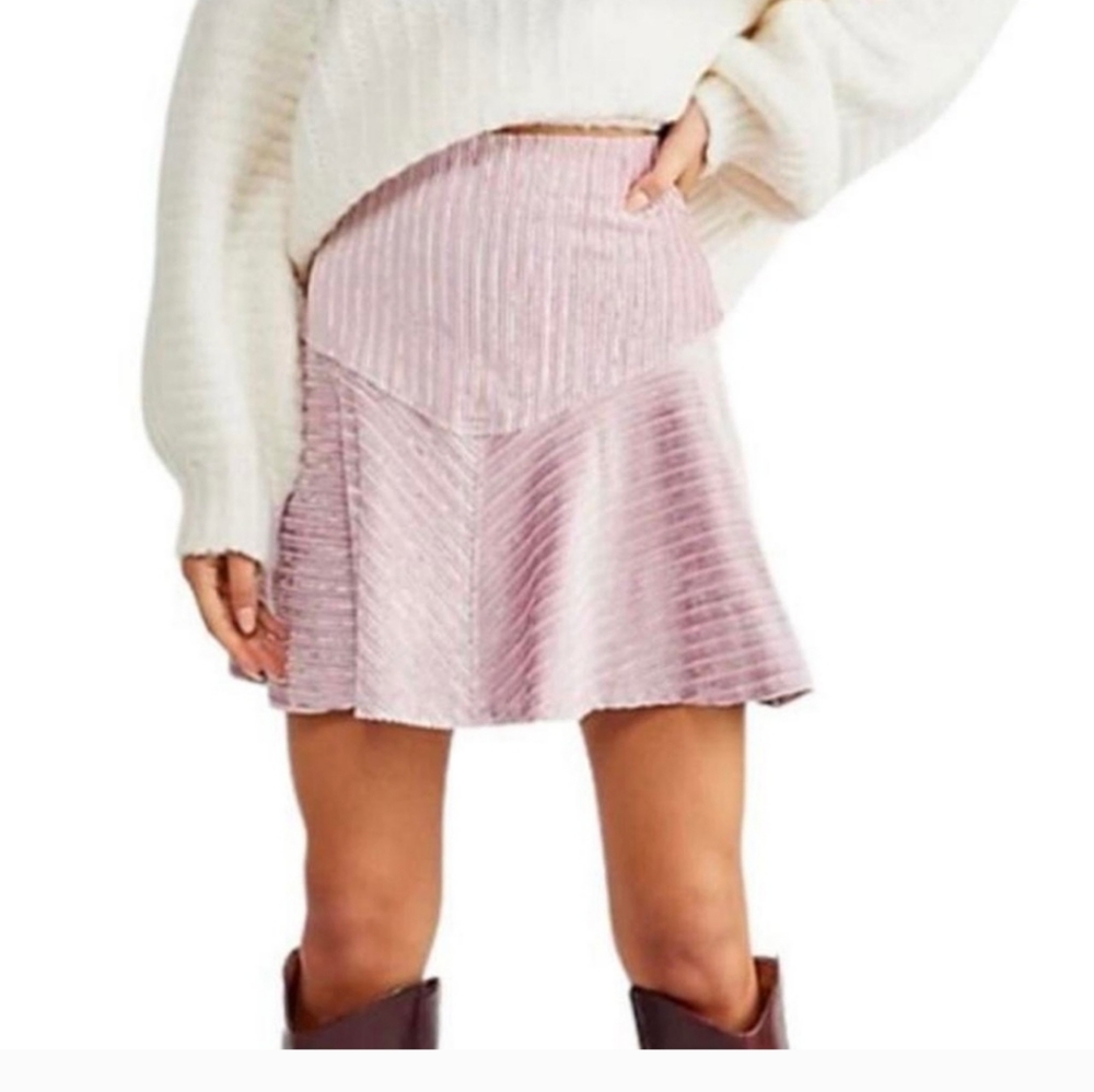 Free People Iridescent High Waisted Skater Skirt Sz.XS Pink
